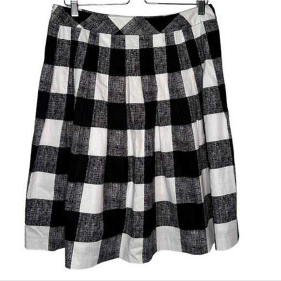 Talbots Black and White Buffalo Check Plaid Pleated Cotton Skirt Size 2 Petite - Picture 5 of 8